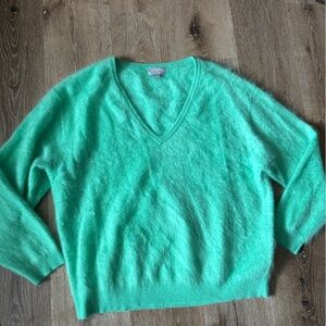 J. Crew Brushed Light Green Cashmere  relaxed V-neck sweater Size M